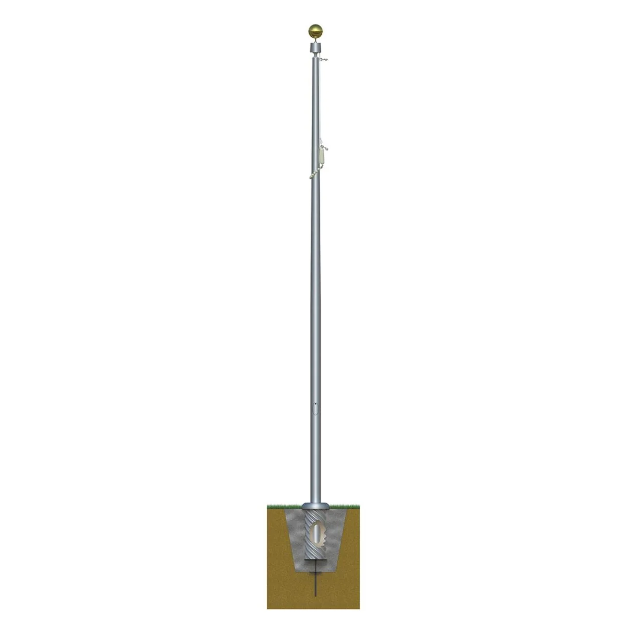 Xtreme Internal Reinforced with Winch Series 70ft 3 Sections Commercial Flagpole - .375in Wall Thickness - 12in Butt Diameter