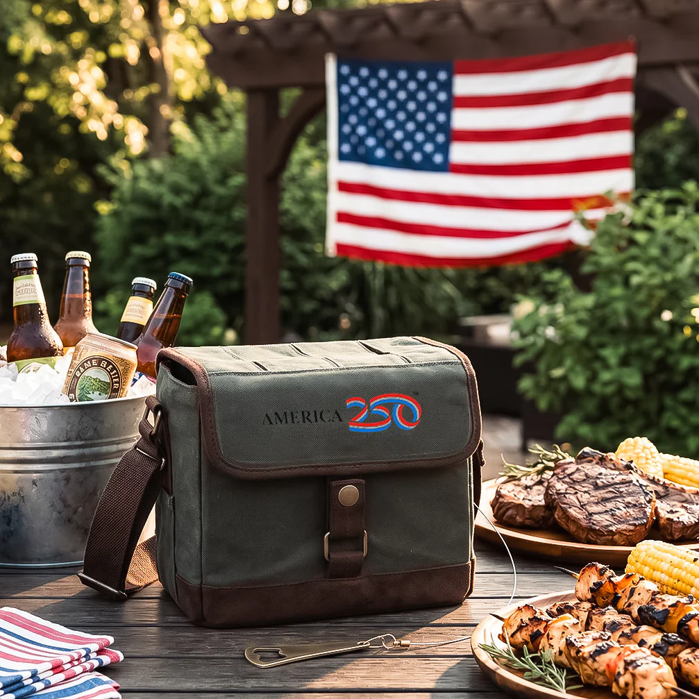 America 250 Beer Cooler Tote with Bottle Opener - Khaki - Image 2