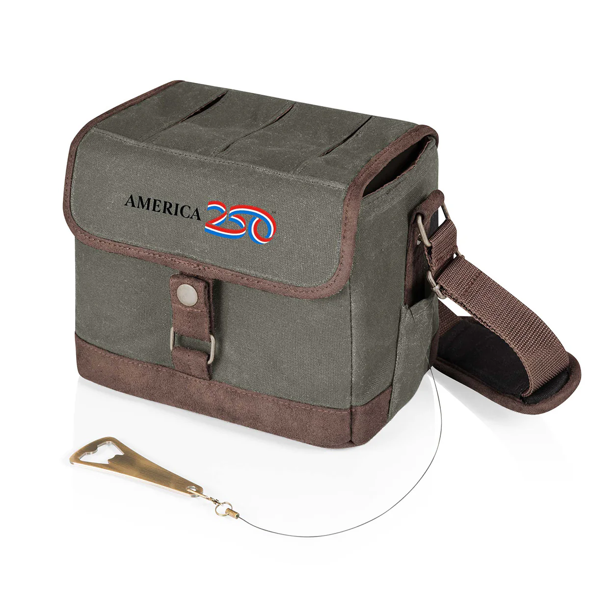 America 250 Beer Cooler Tote with Bottle Opener - Khaki - Image 3