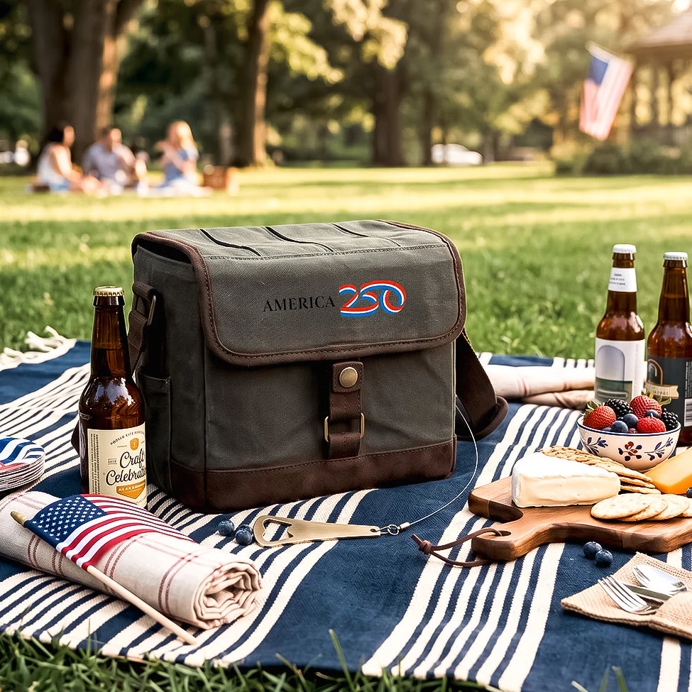 America 250 Beer Cooler Tote with Bottle Opener - Khaki - Image 4