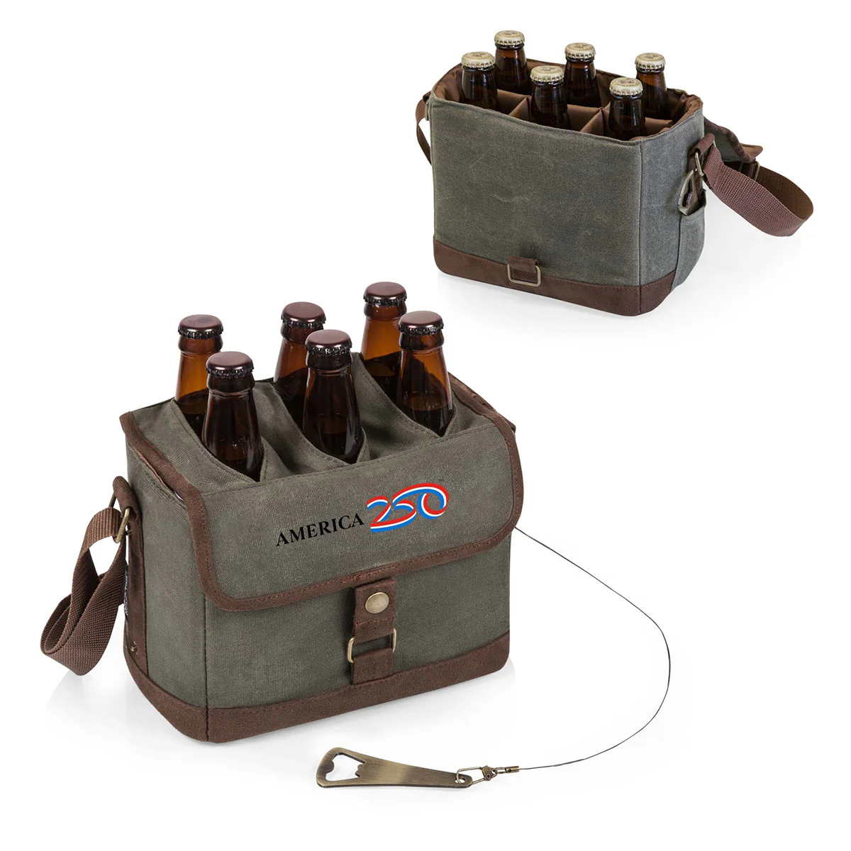 America 250 Beer Cooler Tote with Bottle Opener - Khaki - Image 5