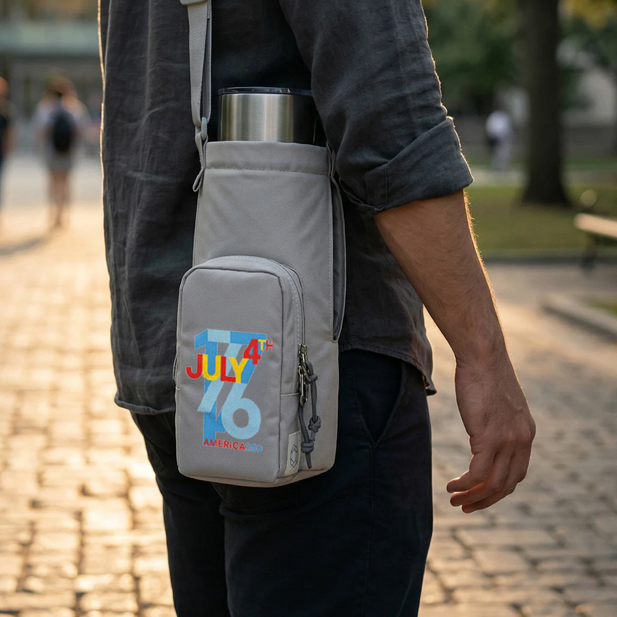 America 250 Water Bottle Crossbody - Gray - Image 6