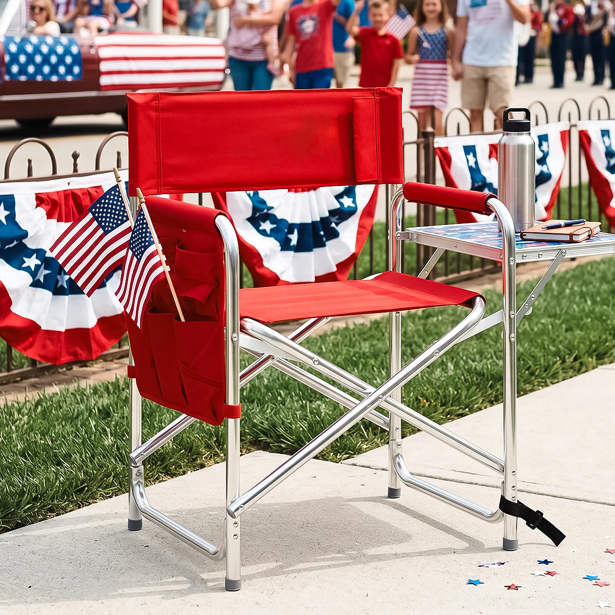America 250 Portable Chair with Side Table - Parade Chair - Red - Image 2