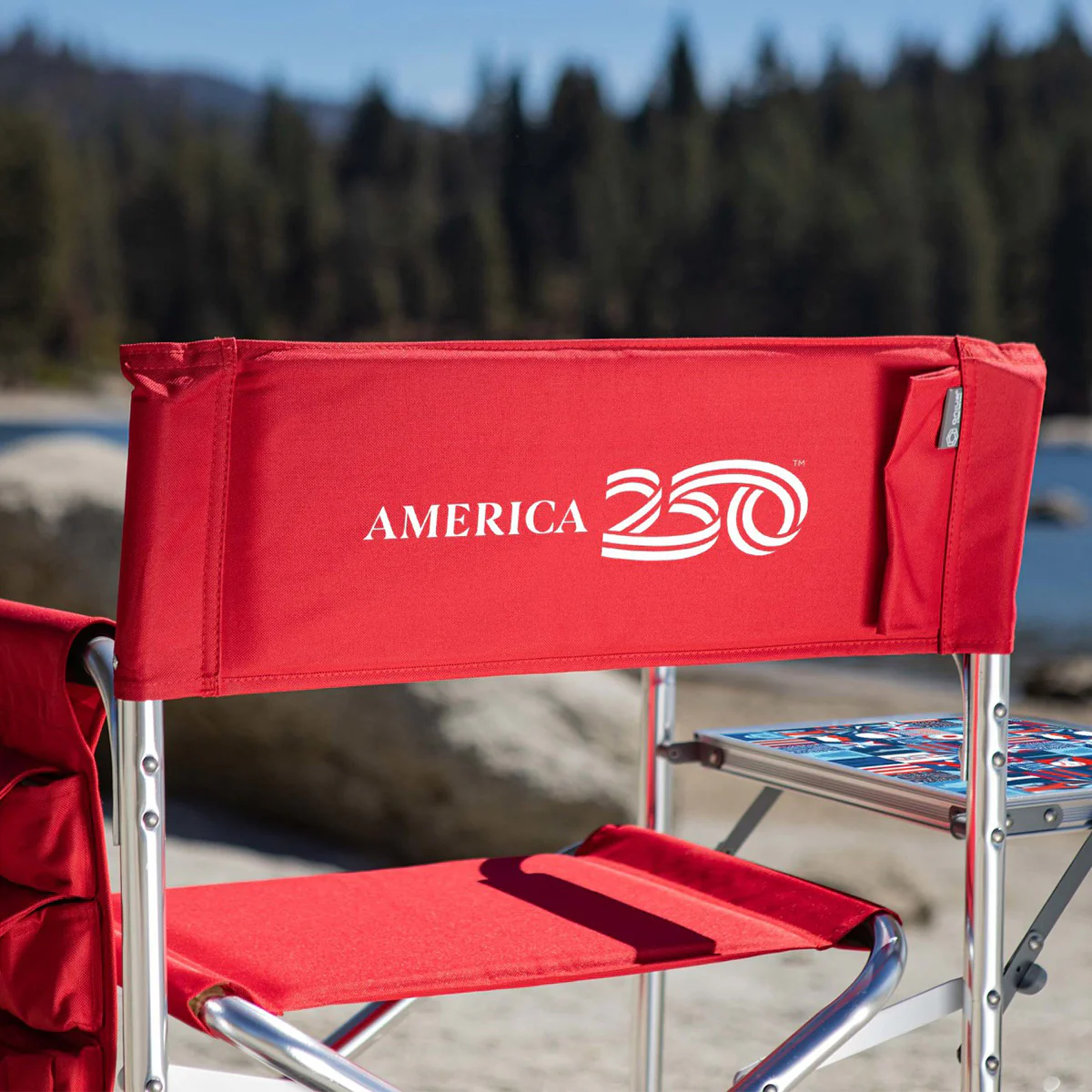 America 250 Portable Chair with Side Table - Parade Chair - Red - Image 5