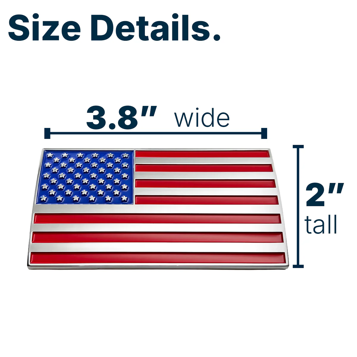 American Flag Badge - 3.8" x 2" All-Weather Emblem - Red, Blue & Chrome Finish - Image 7