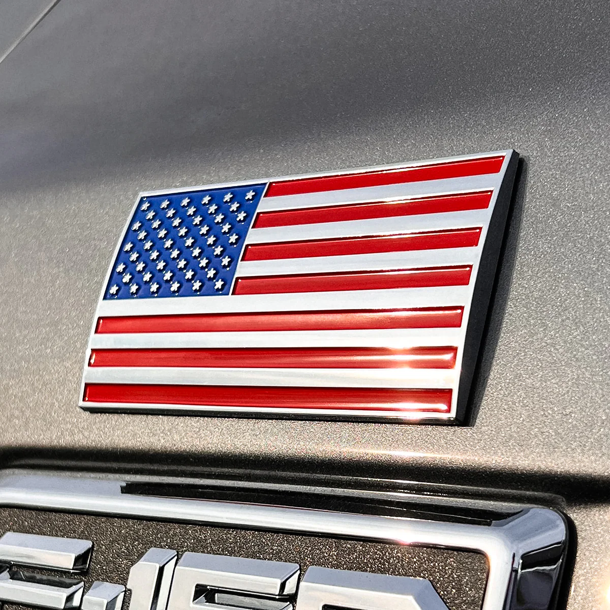 American Flag Badge Bundle Left & Right Facing - 3.8" x 2" - All Weather Emblem - Red, Blue & Chrome Finish - Image 9