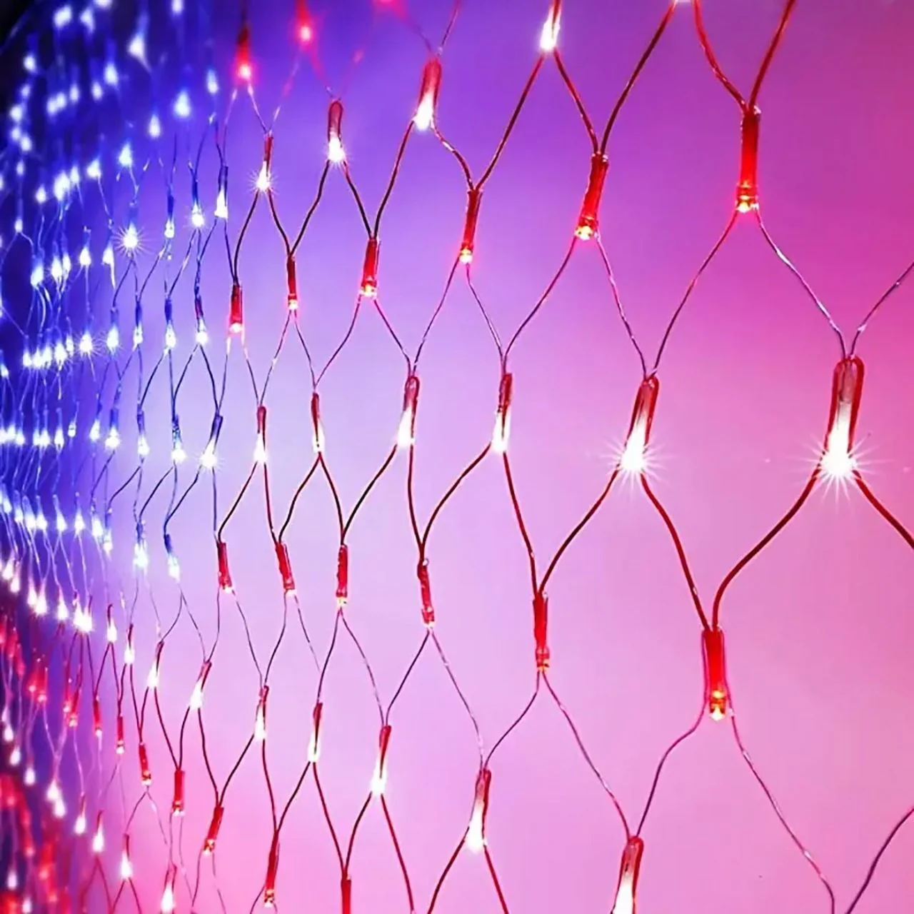 6.5ft x 3.3ft American Flag Net Light - 420 Red, White & Blue LEDs - IP65 Waterproof Rated - Image 3