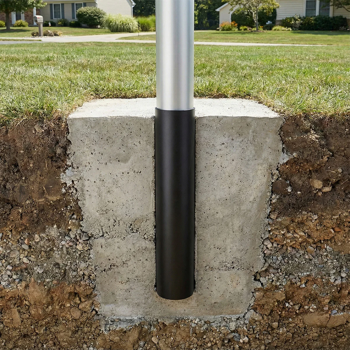 Black Ground Sleeve for a 20ft Valley Forge Pole - Image 2