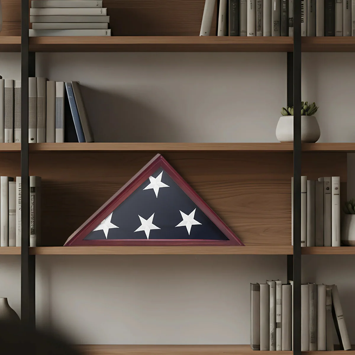 Hard Wood 5ft x 9.5ft Flag Display Case - Dark Cherry Finish - Image 6