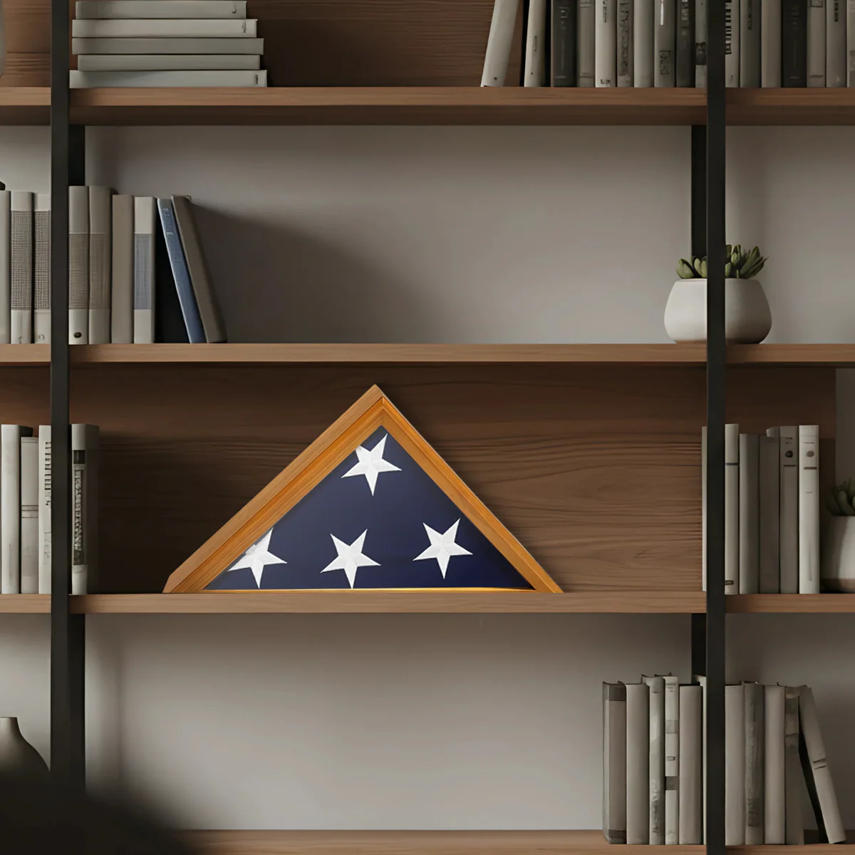 Hard Wood 5ft x 9.5ft Flag Display Case - Light Cherry Finish - Image 5