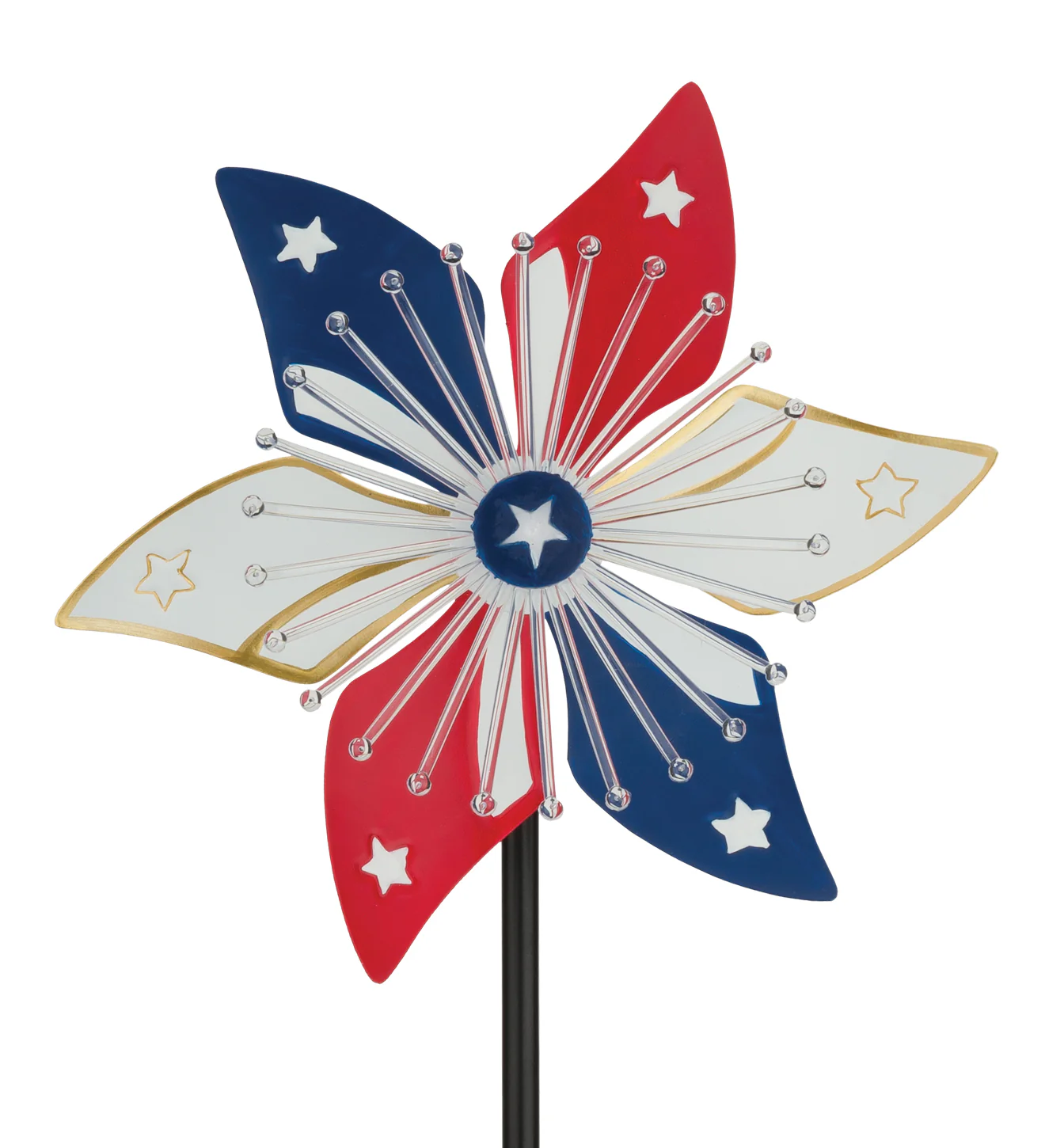 Patriotic Flower Spinner Solar Stake for Outdoor Garden - Image 3