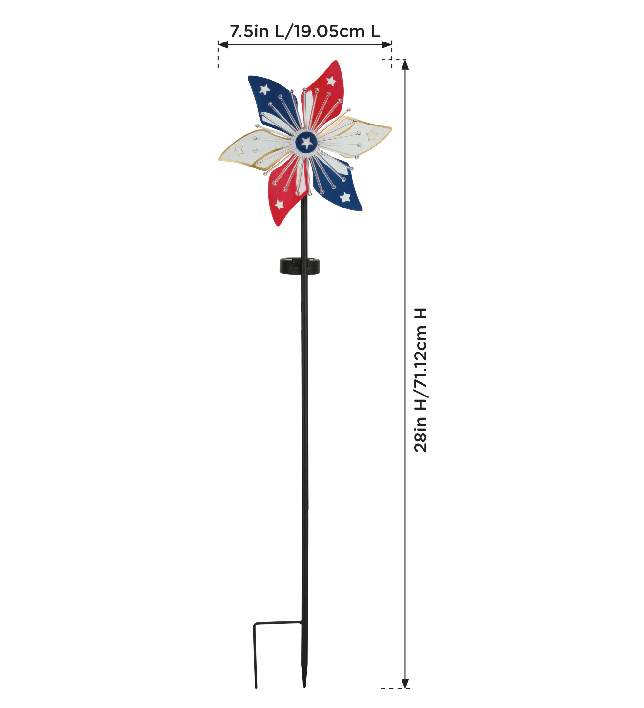 Patriotic Flower Spinner Solar Stake for Outdoor Garden - Image 6