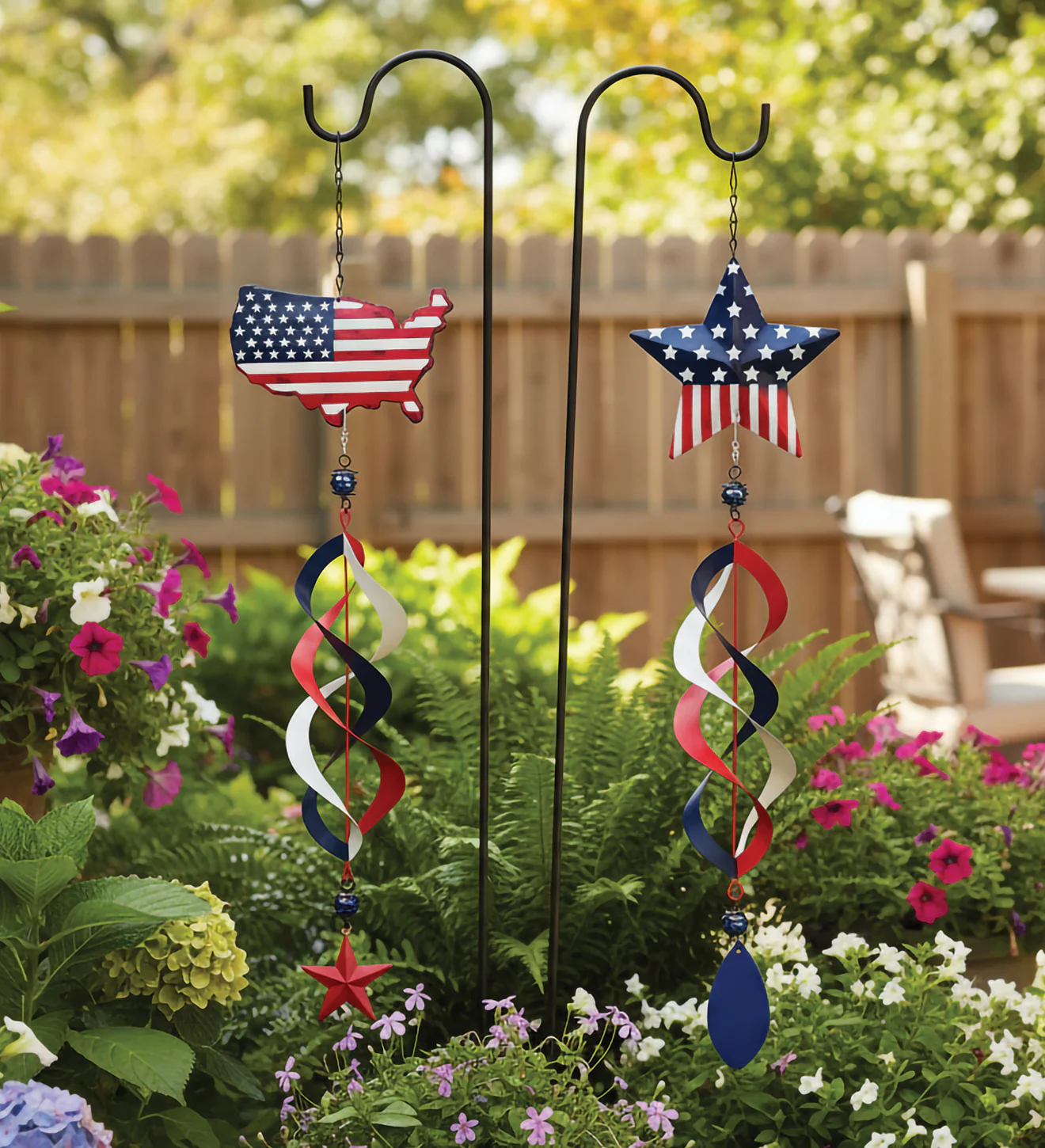 Patriotic Hanging Wind Spinners, Set of 2 - Outdoor Garden - Image 6