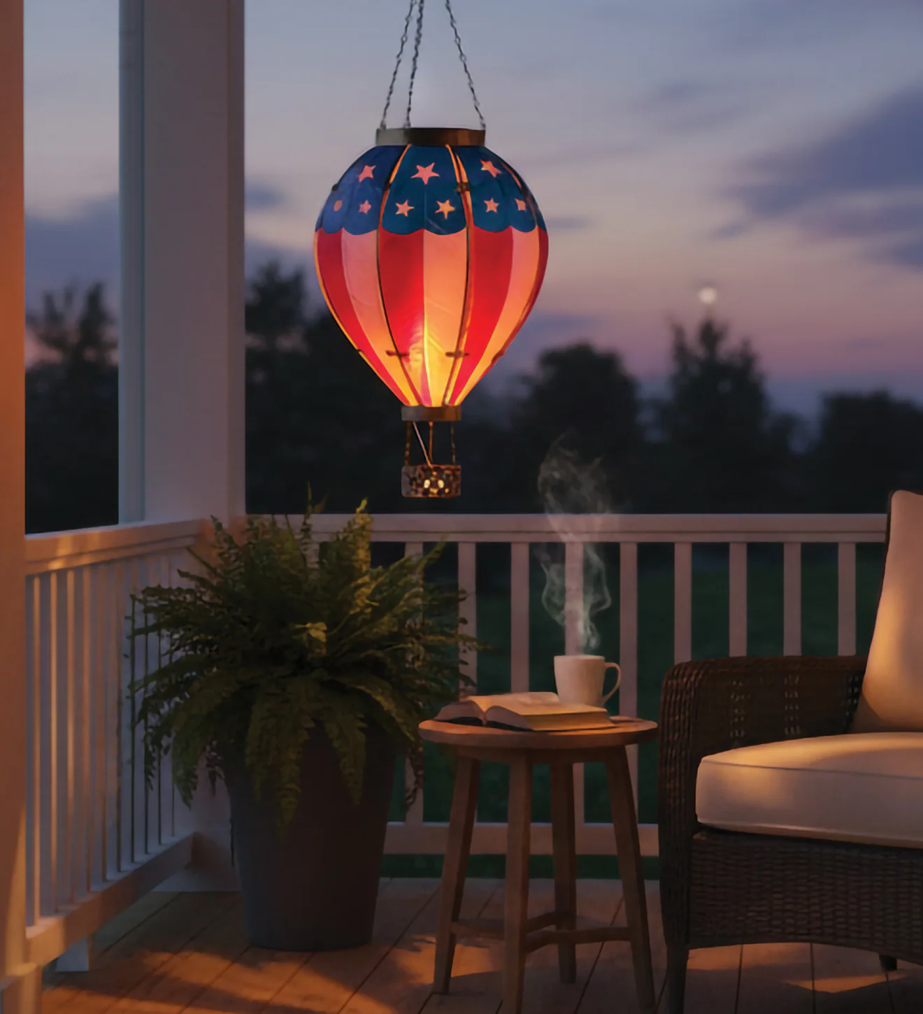 Patriotic Hot Air Balloon Solar Lantern for Outdoor Garden - Extra Large - Image 3