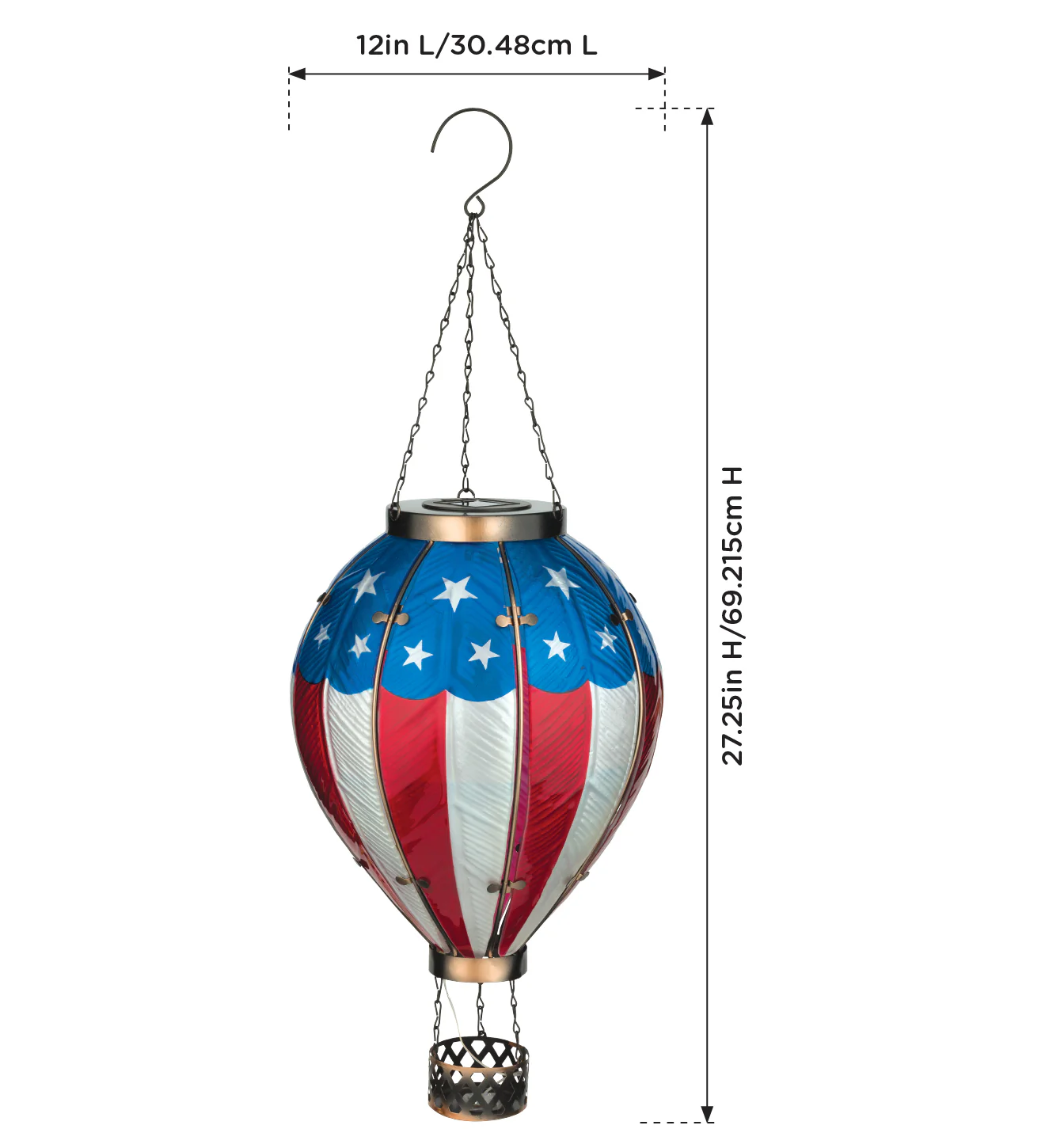 Patriotic Hot Air Balloon Solar Lantern for Outdoor Garden - Extra Large - Image 4