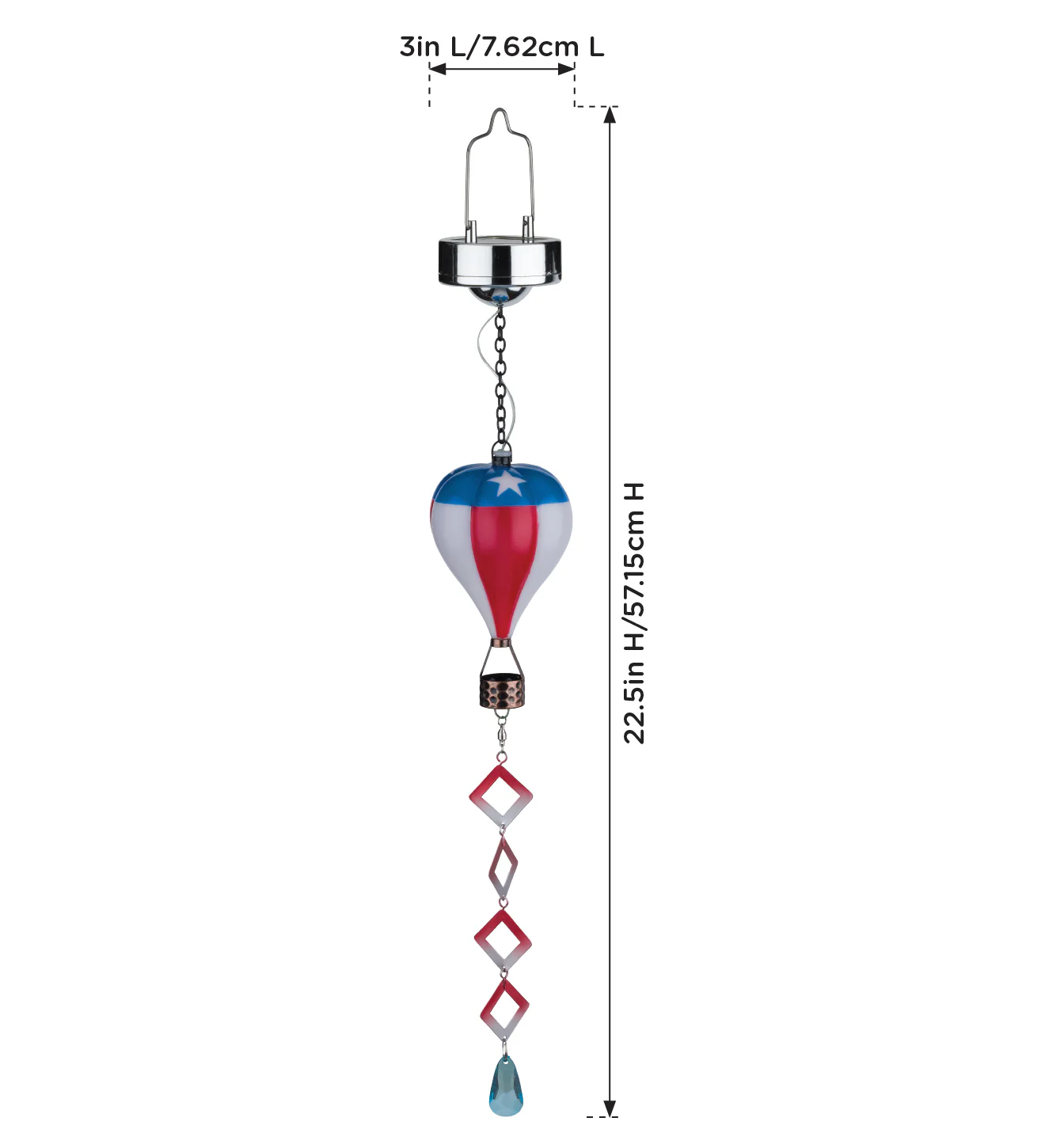 Patriotic Hot Air Balloon Spinner Solar Lantern for Outdoor Garden - Mini - Image 5