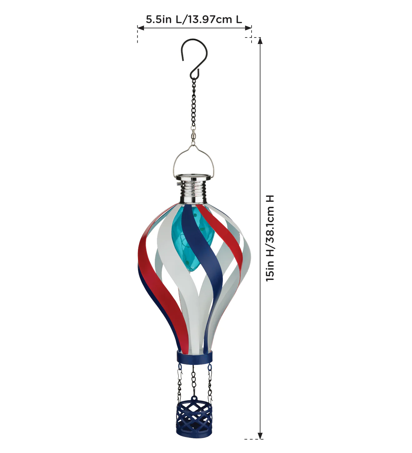 Patriotic Hot Air Balloon Solar Lantern with Spinning Design for Outdoor Garden - Image 5
