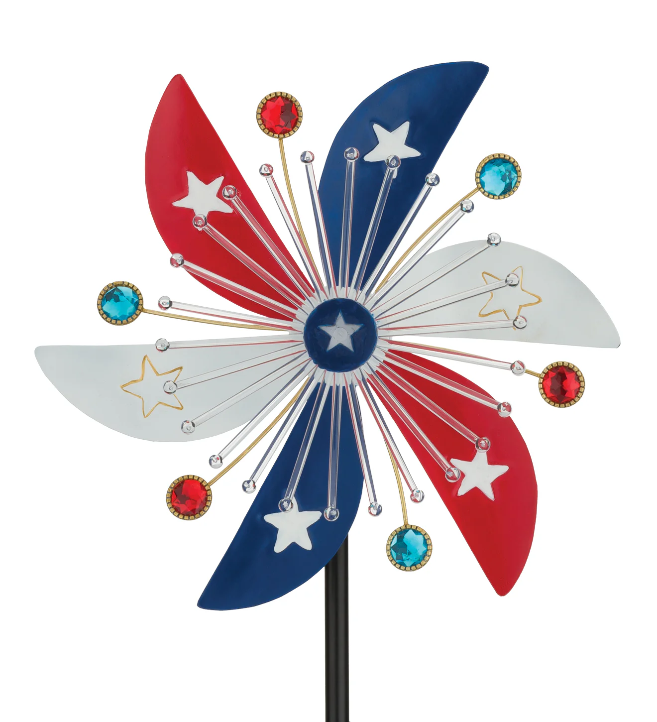 Patriotic Pinwheel Spinner Solar Stake for Outdoor Garden - Image 3