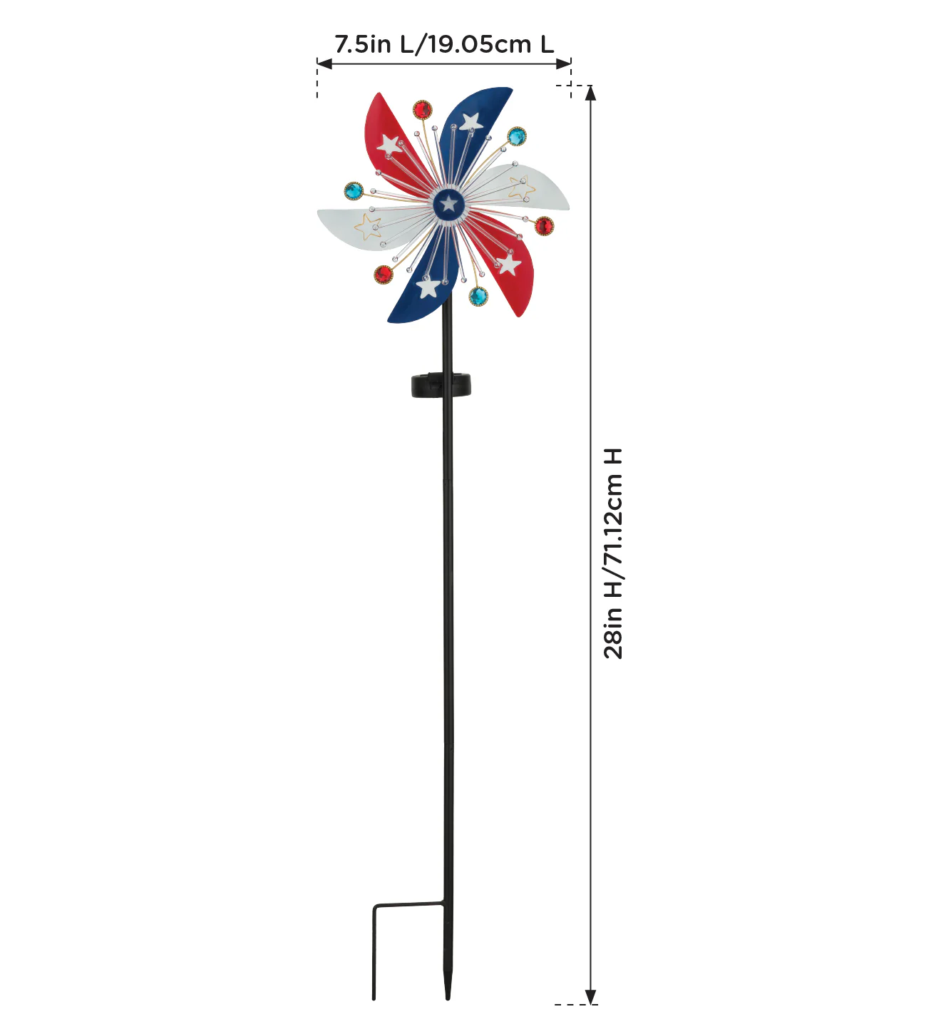 Patriotic Pinwheel Spinner Solar Stake for Outdoor Garden - Image 6