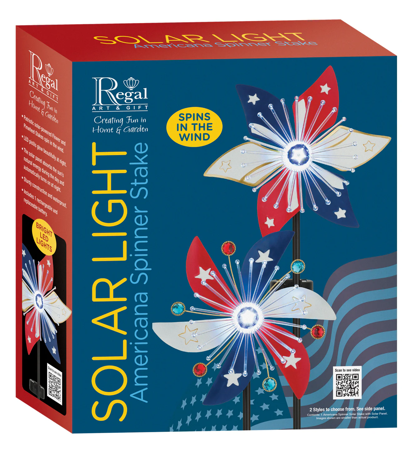 Patriotic Pinwheel Spinner Solar Stake for Outdoor Garden - Image 7