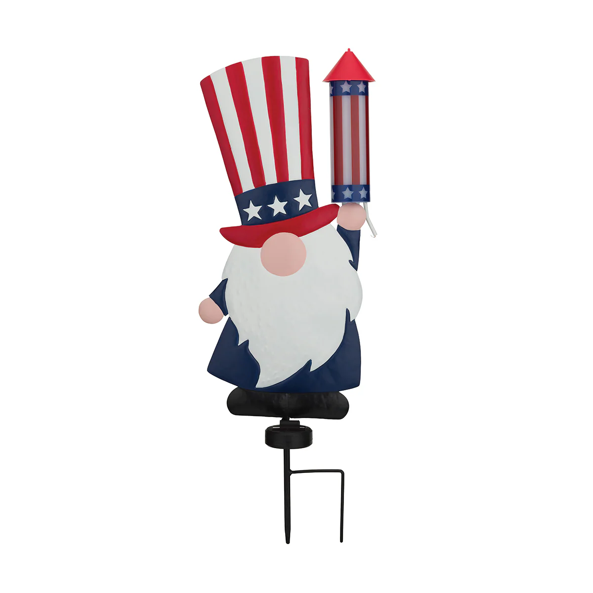 Patriotic Uncle Sam Gnome Solar Stake for Outdoor Garden - Image 2