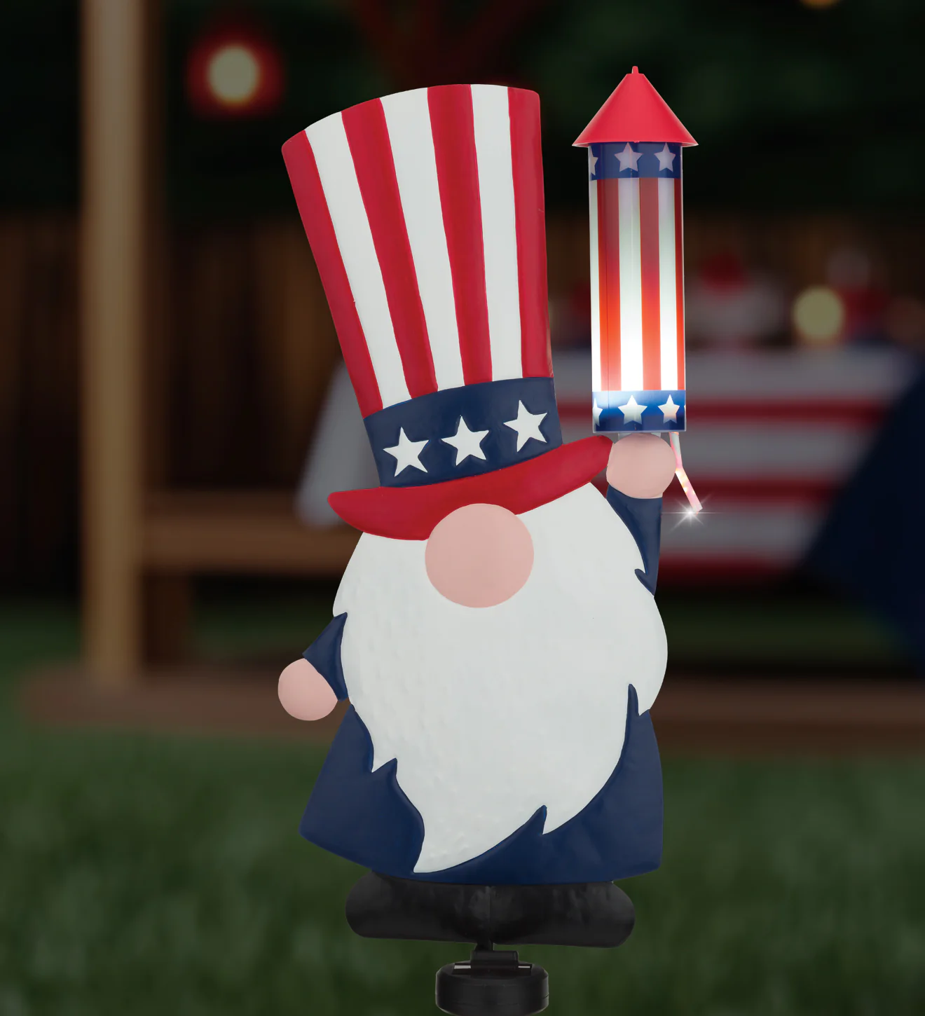 Patriotic Uncle Sam Gnome Solar Stake for Outdoor Garden - Image 5