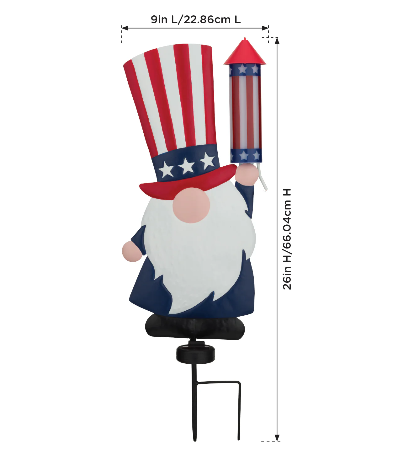 Patriotic Uncle Sam Gnome Solar Stake for Outdoor Garden - Image 6