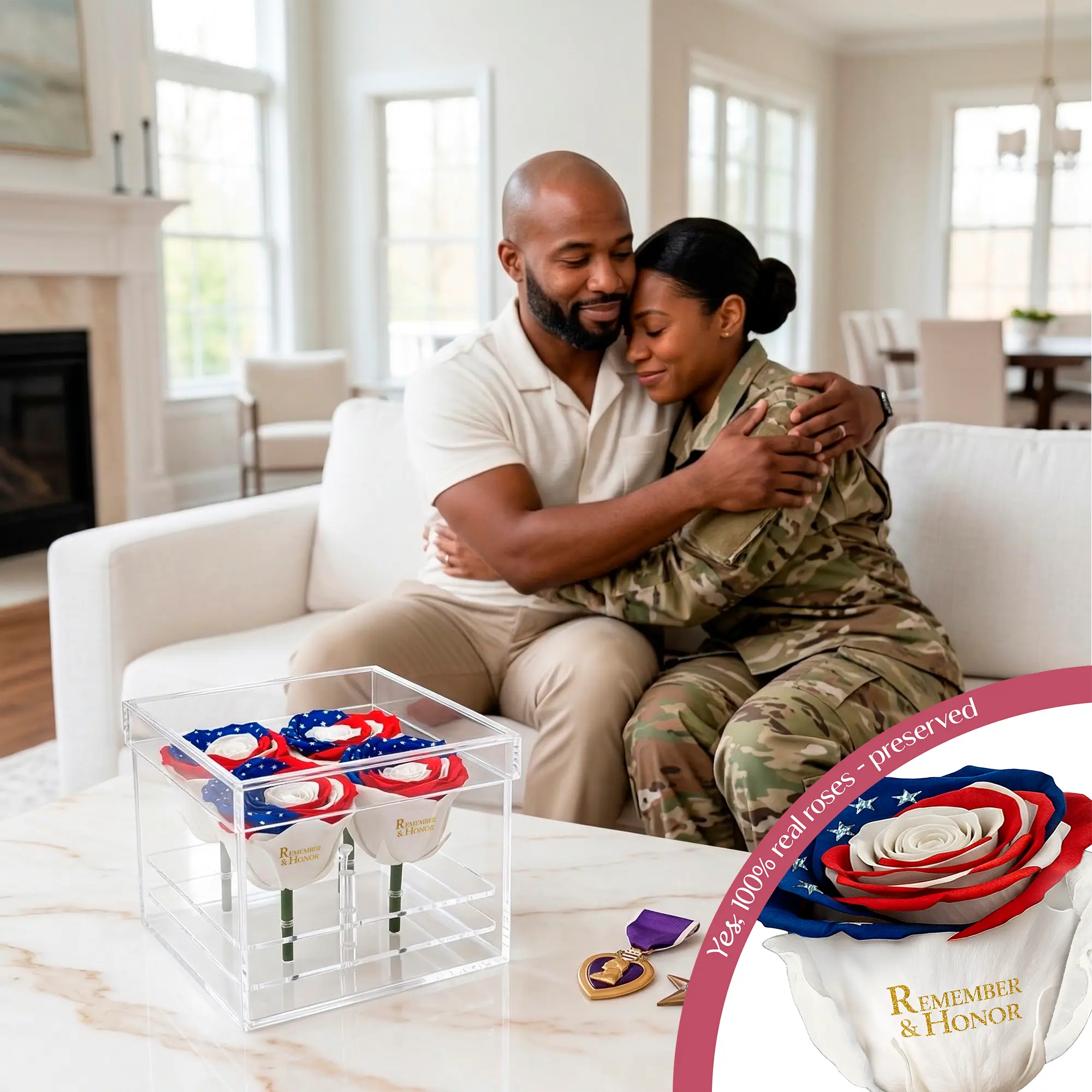 Remember & Honor Forever Rose Bouquet – 100% Real - Image 3