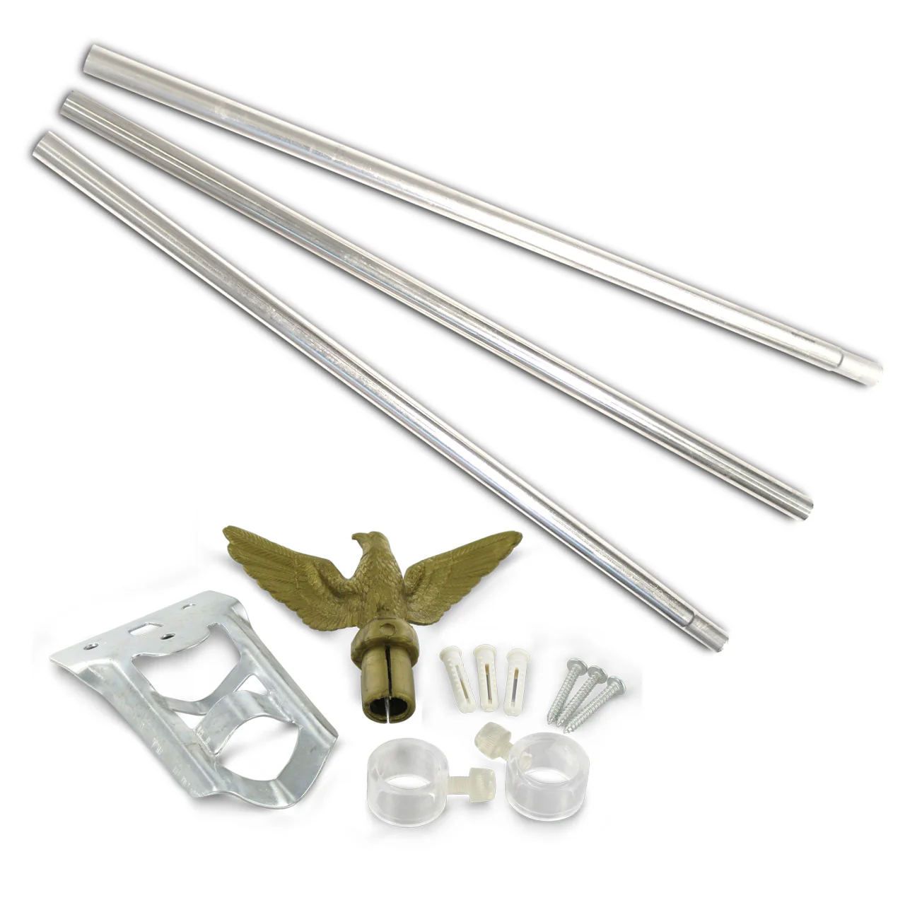 Super Tough 6ft Aluminum 3 Piece Residential Flagpole Kit - Eagle Topper Included - Image 3