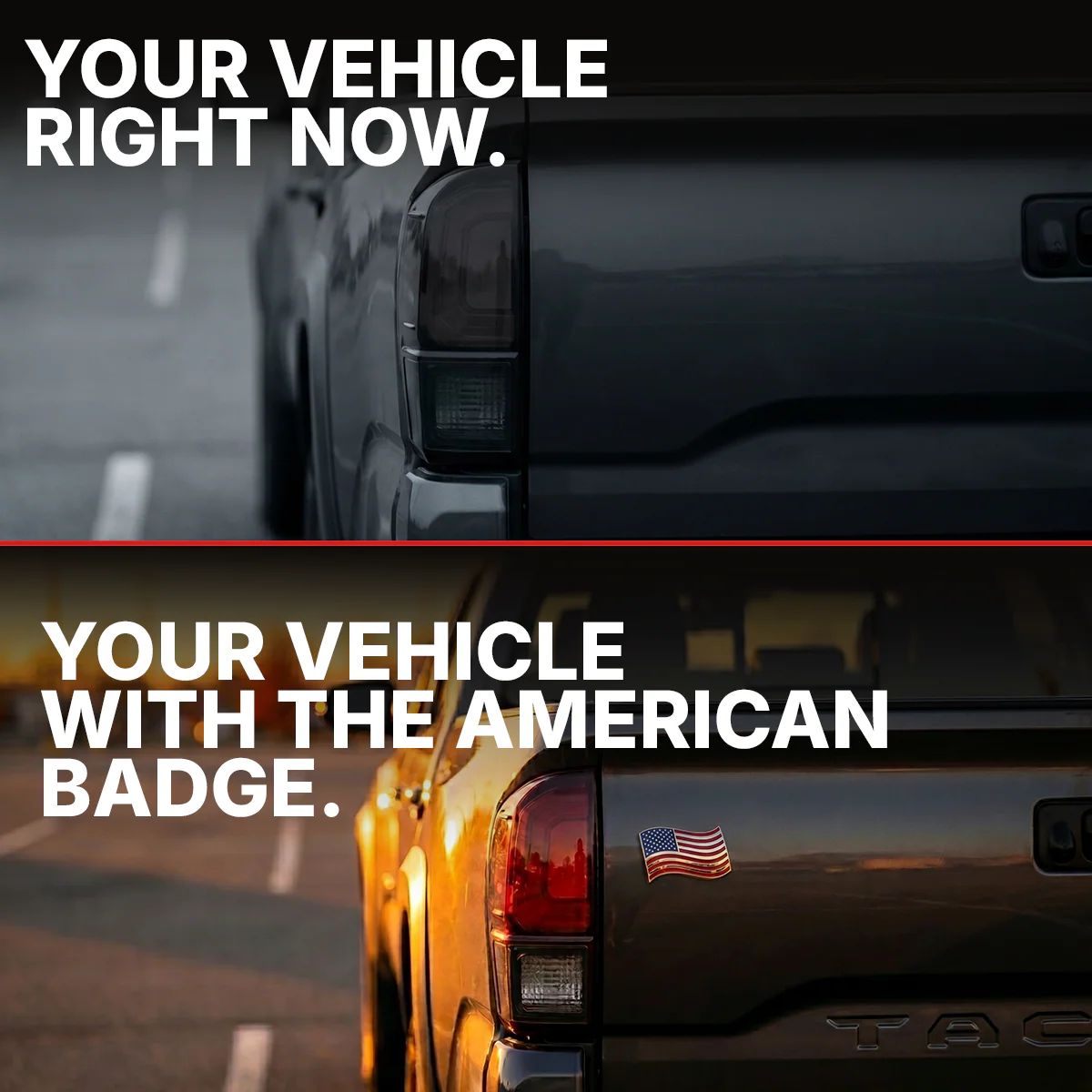 The Wavy American Flag Badge - 3.8" x 2.5" All-Weather Emblem - Red, Blue & Chrome Finish - Image 5