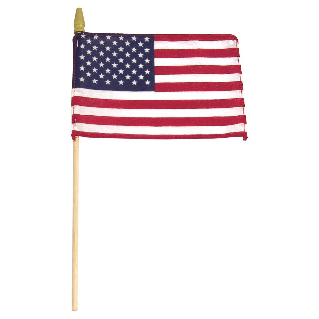 Super Tough 8"x12" Cotton US Stick Flag with 24" Wood Stick and Spear Tip - Image 2
