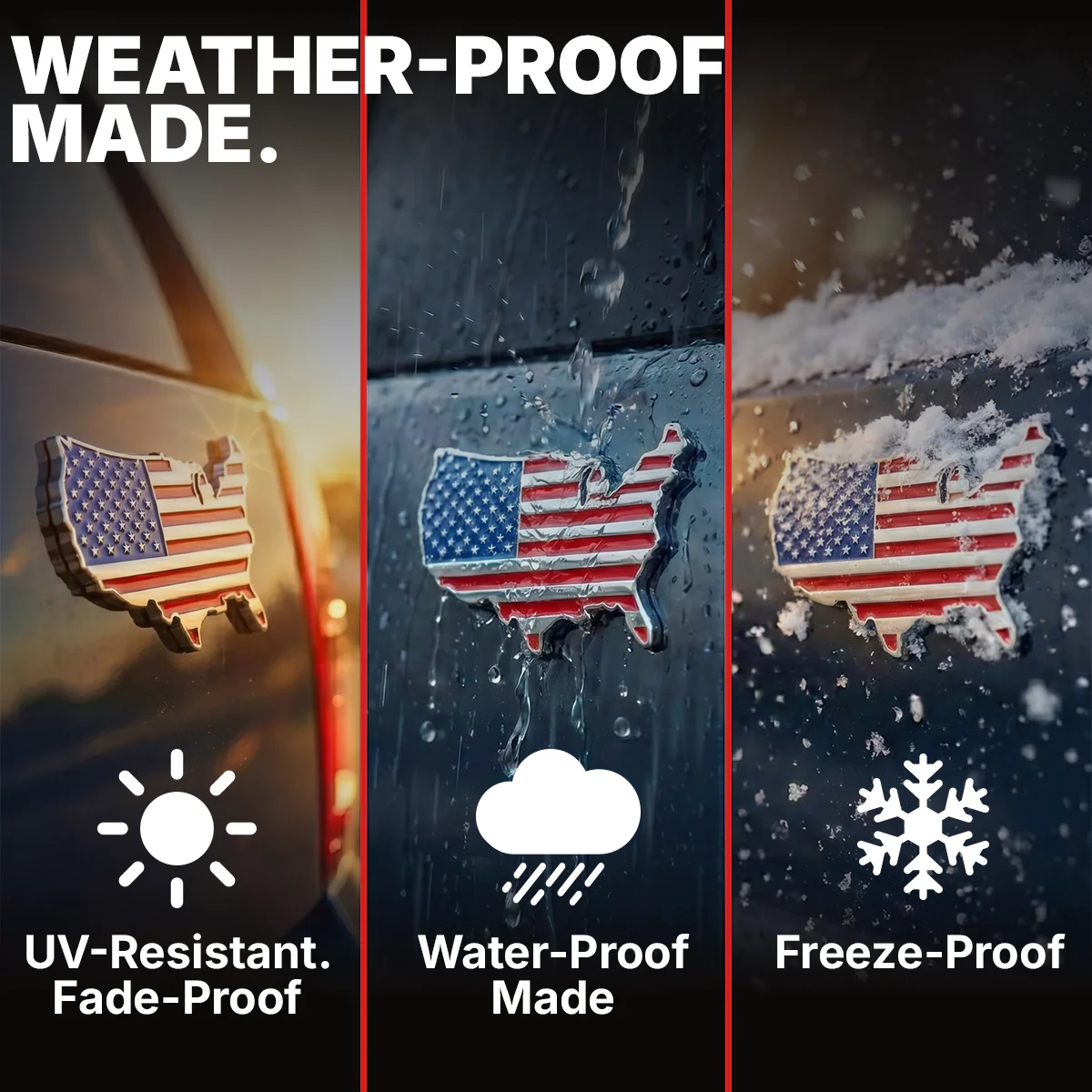 USA Badge - 2.3" x 3.8" All-Weather Emblem - Red, Blue & Chrome Finish - Image 4